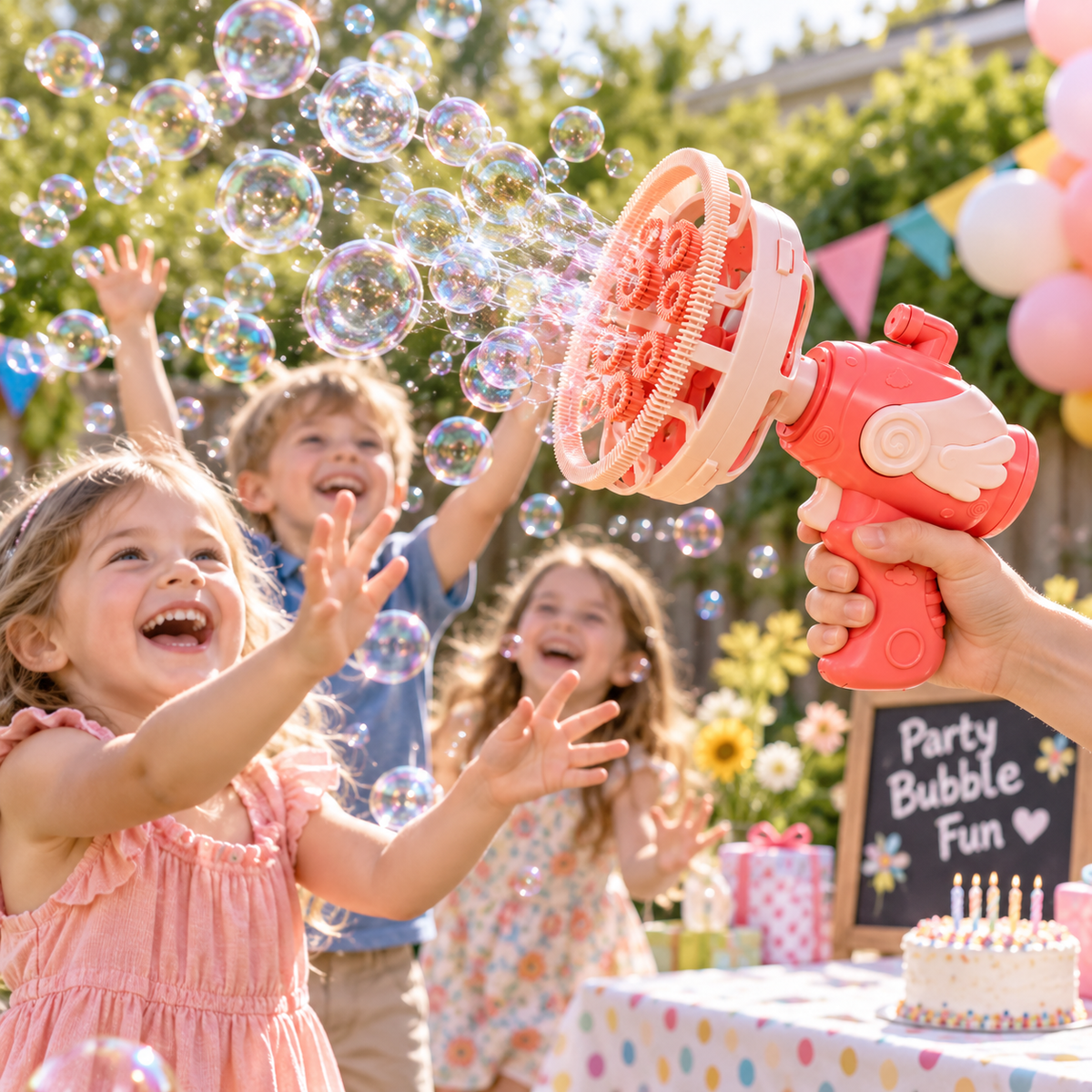Angel Wing Automatic Bubble Blower – Double-Layer Electric Bubble Machine for Kids