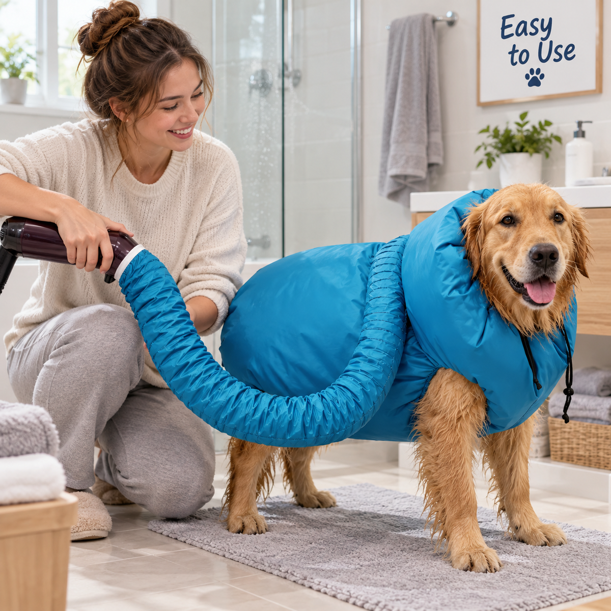Portable Pet Drying Bag, Foldable Dog and Cat Hair Dryer Bag