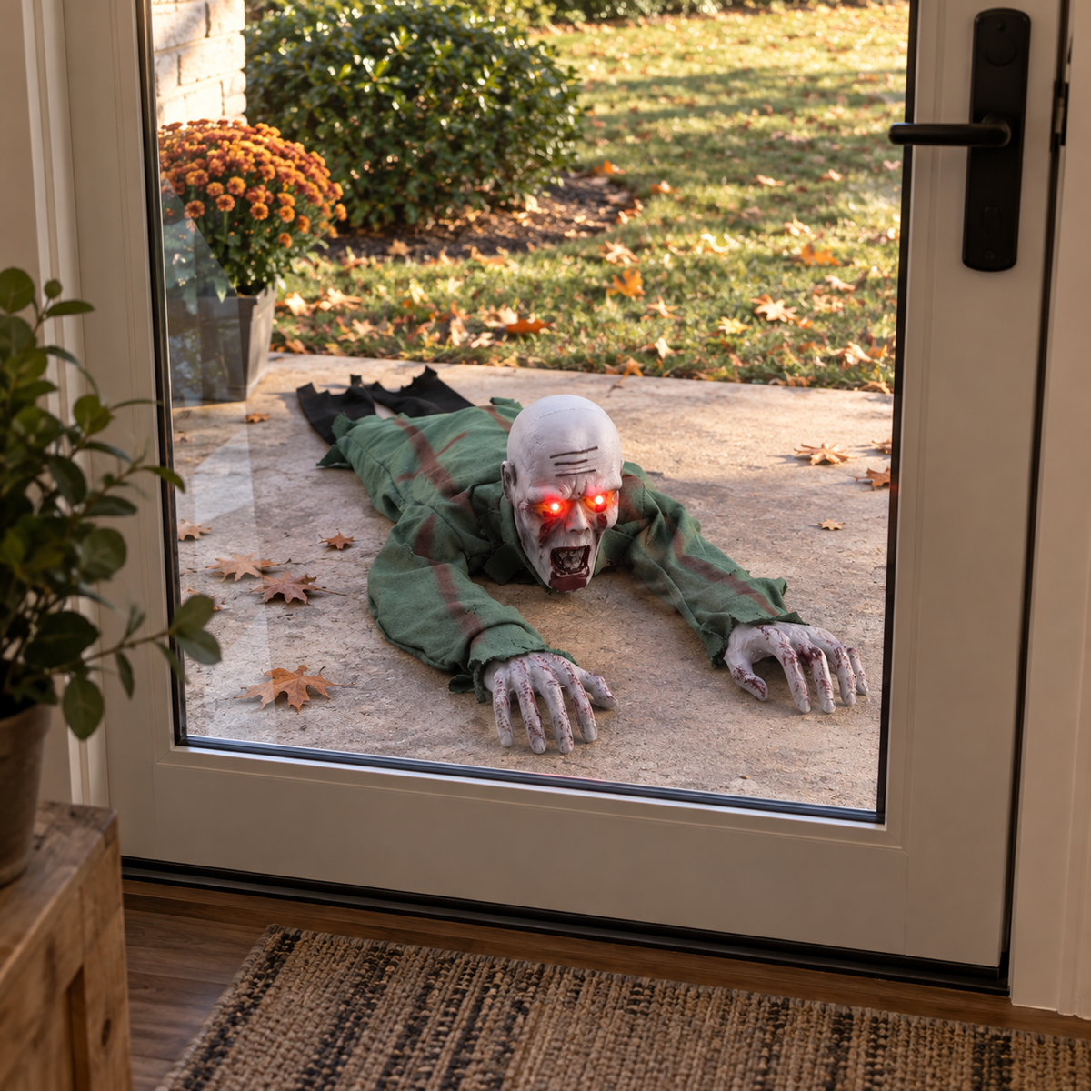 Motion-Activated Crawling Zombie Halloween Prop with LED Eyes & Sound