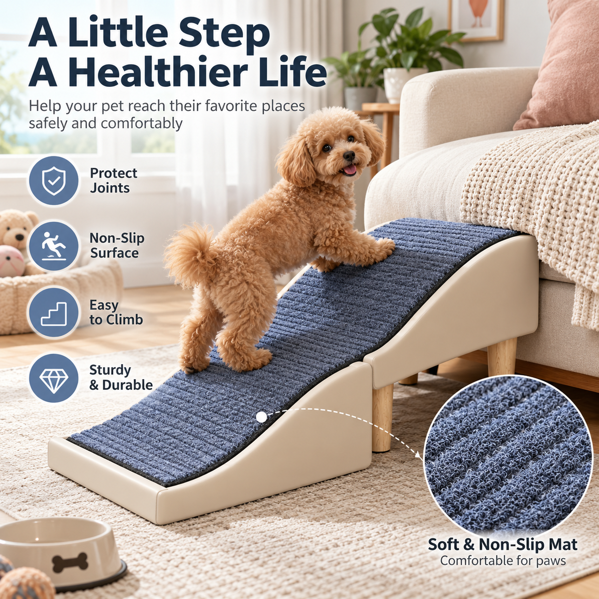 Foldable Wave Pet Ramp & Stool