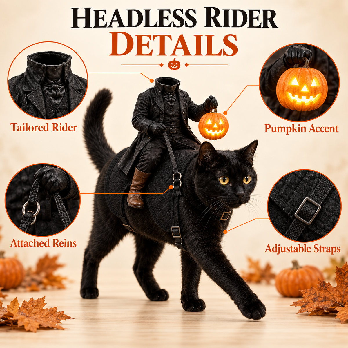 Headless Horseman 3D Ride-On Cat Costume