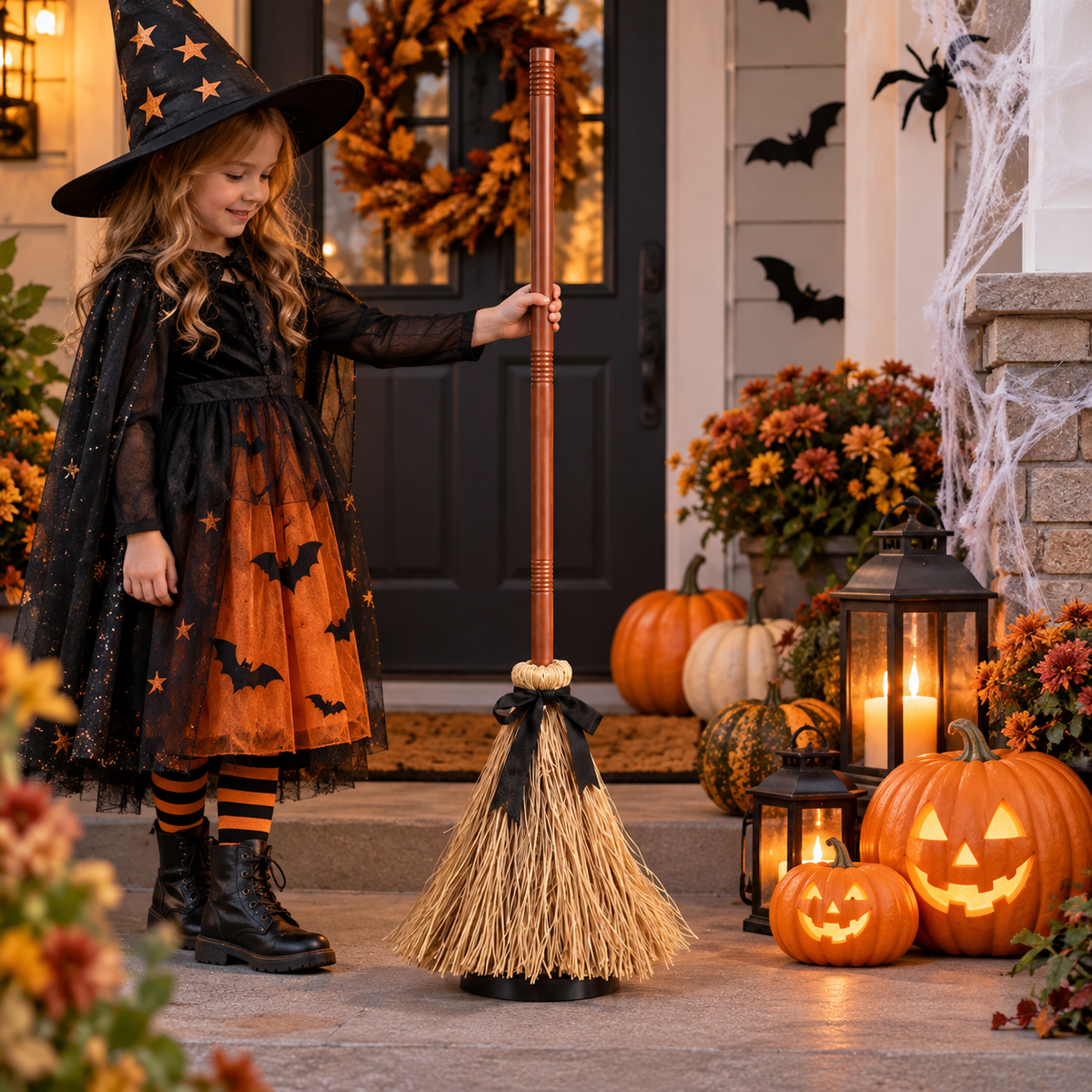 Sound-Activated Moving Witch Broom – Halloween Dancing Broom with Spooky Sounds