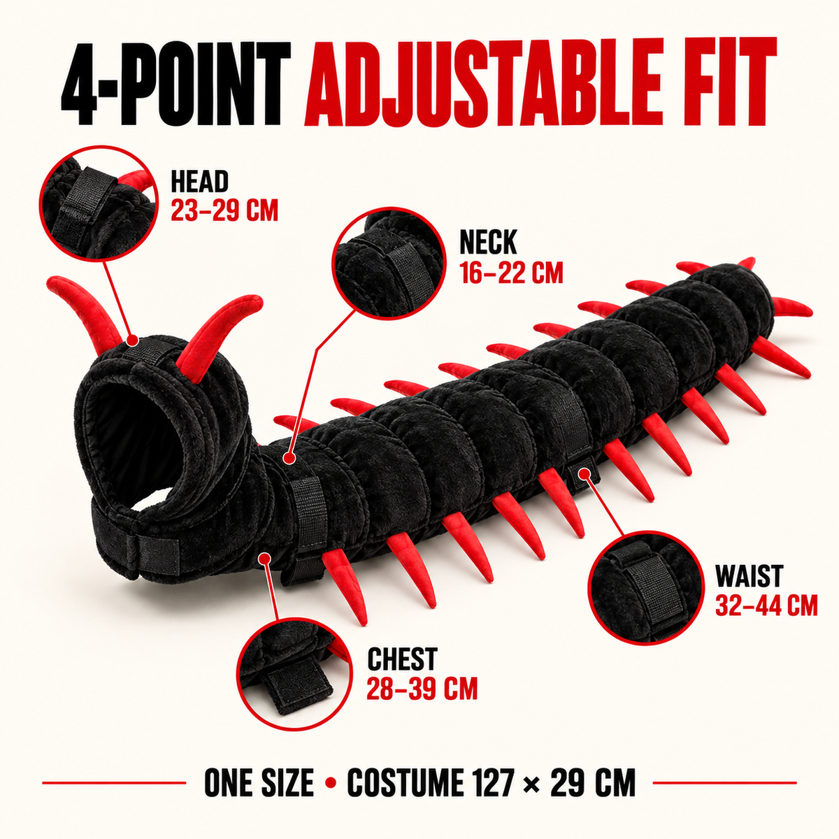 50-Inch Plush Centipede Cat Costume – Adjustable Halloween Pet Outfit