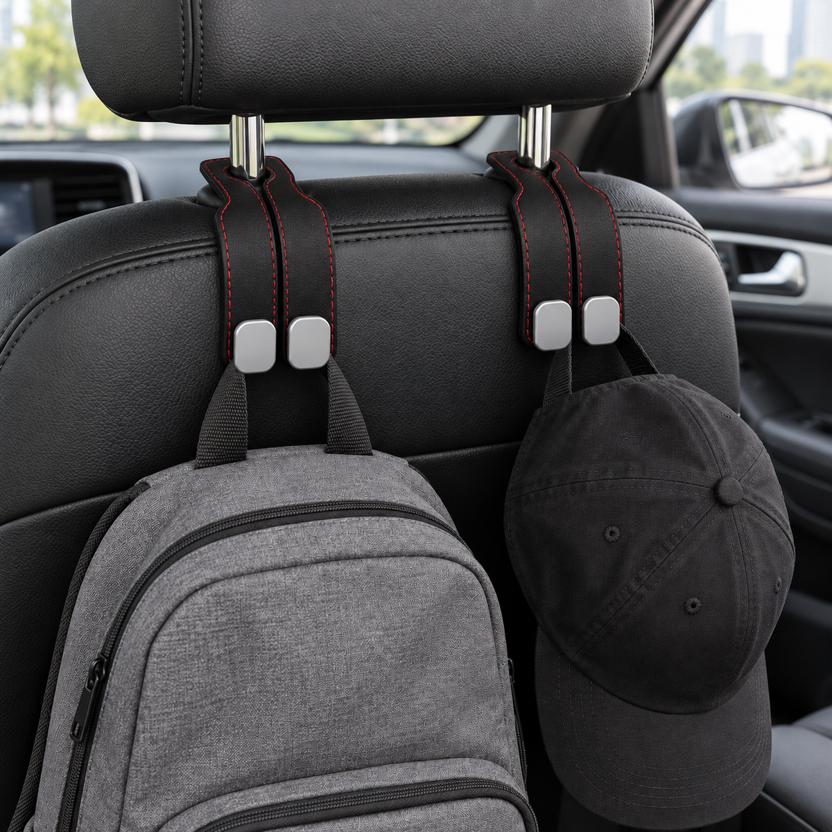 Premium Car Headrest Storage Hook, Soft Suede Dual Hanging Alloy Hanger