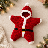Christmas Star Baby Knitted Romper – Cozy Hooded Holiday Wrap