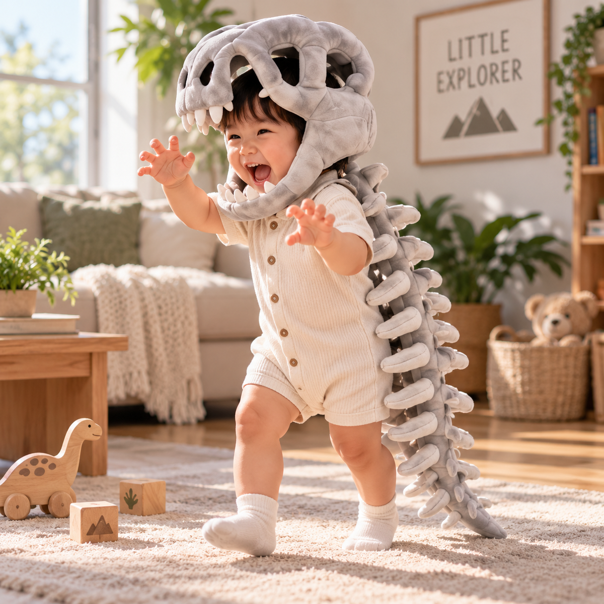 3D Dinosaur Skeleton Plush Costume Prop