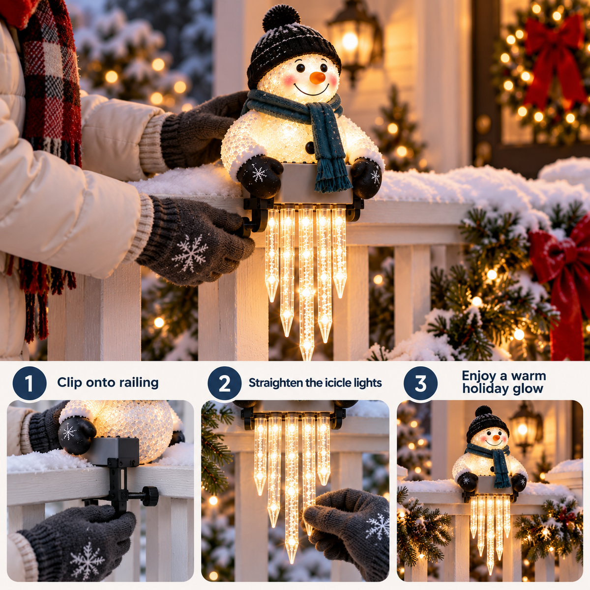 Winter Glow Solar Snowman Icicle Light