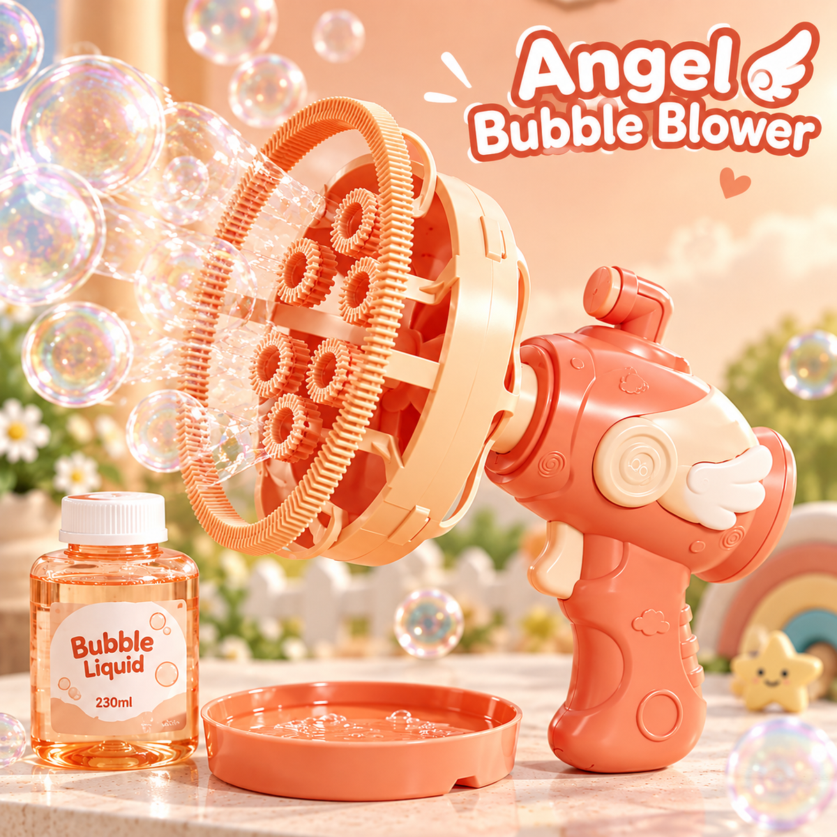 Angel Wing Automatic Bubble Blower – Double-Layer Electric Bubble Machine for Kids