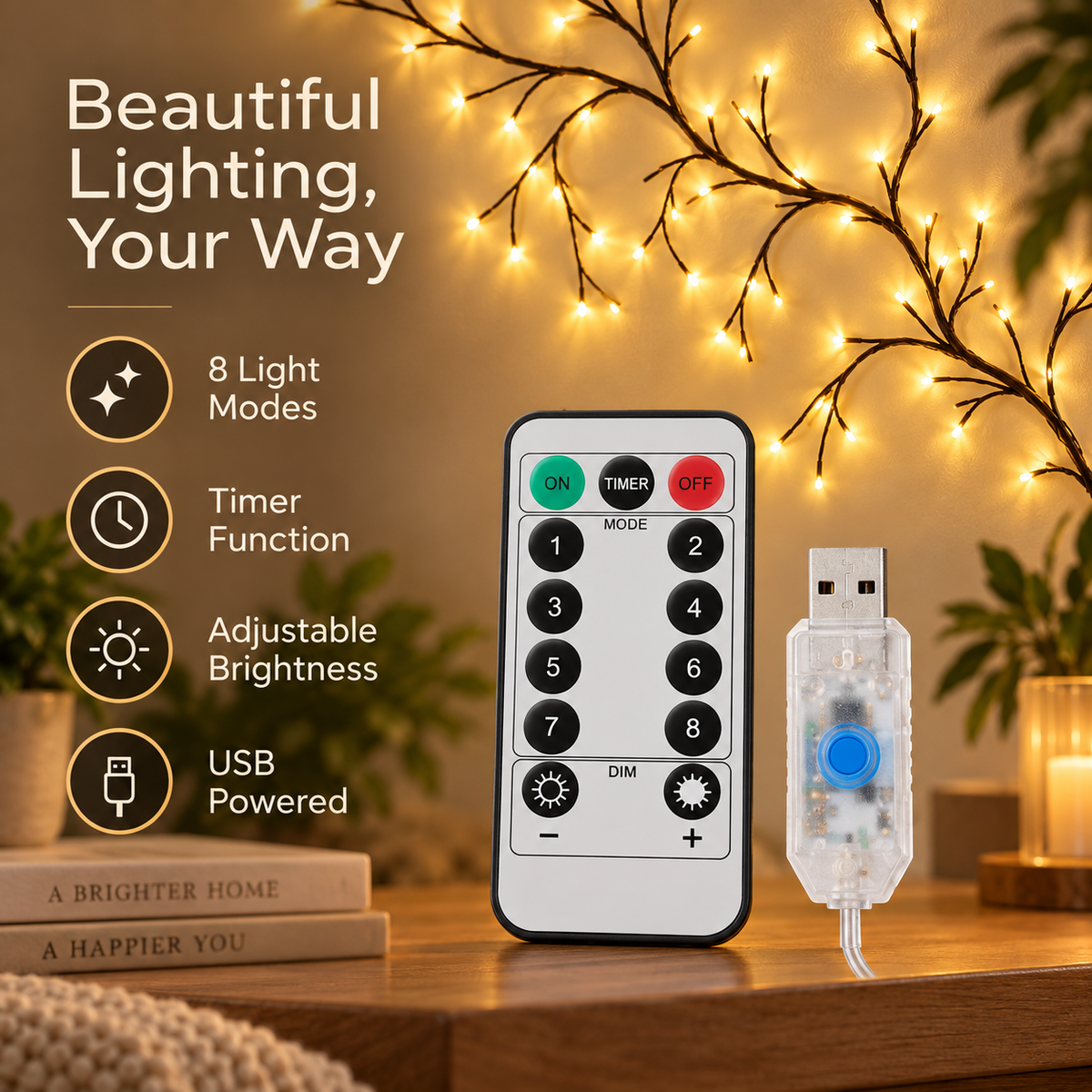 USB Vine String Light with Remote