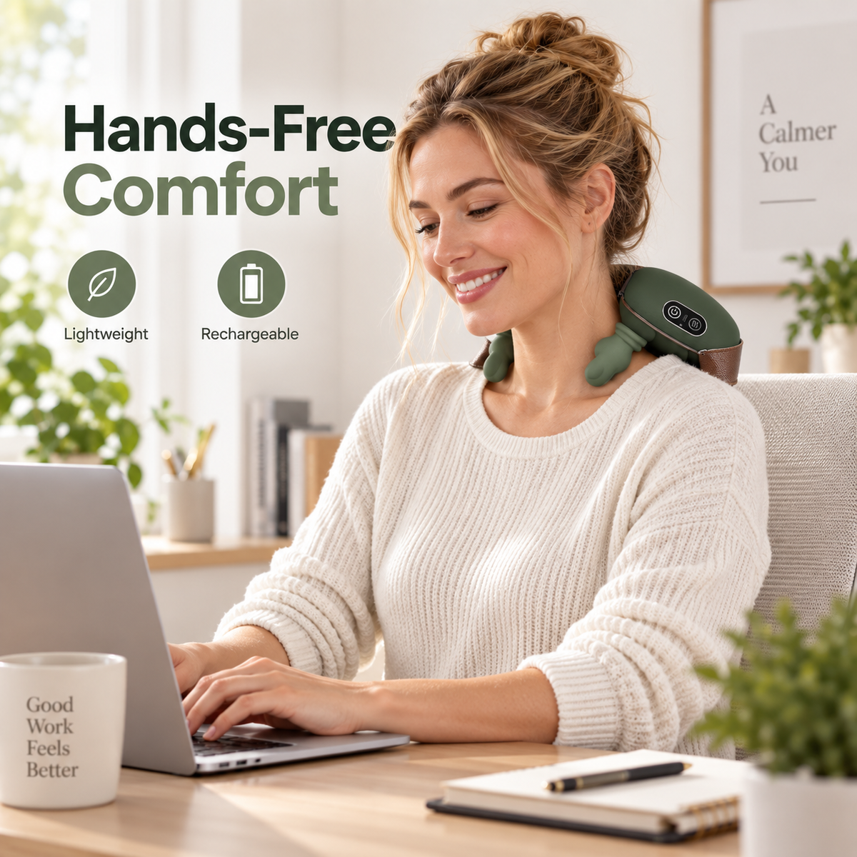 4D Bionic Finger Neck & Shoulder Massager, Wireless Deep-Kneading Trapezius Massager