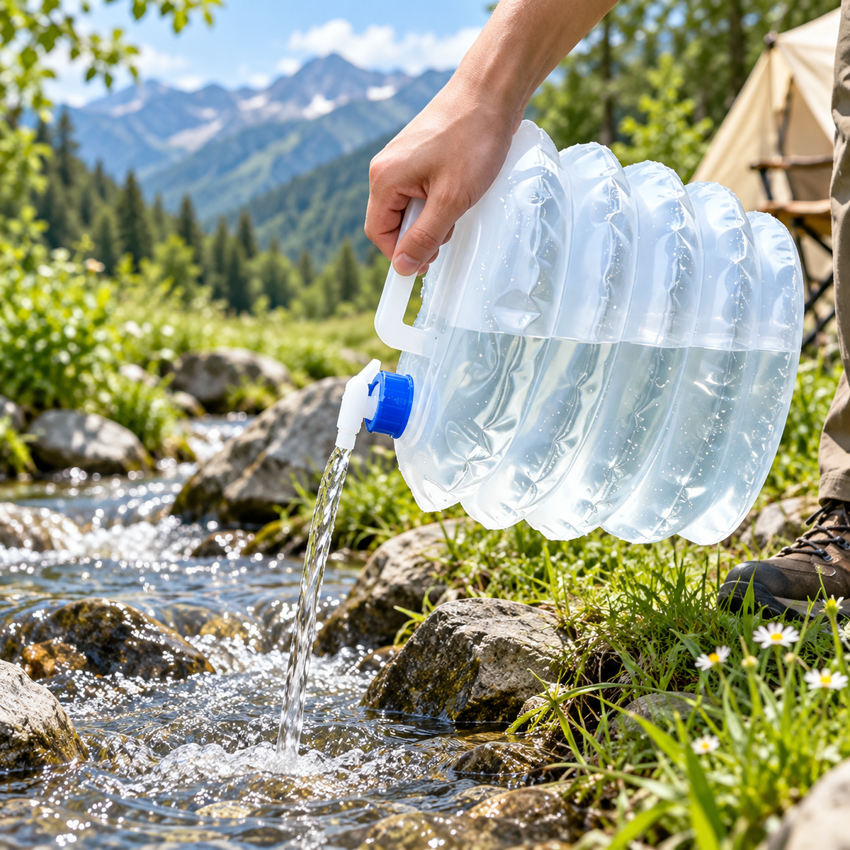 Collapsible Water Container with Spigot – Portable Foldable Water Storage Jug for Camping & Travel
