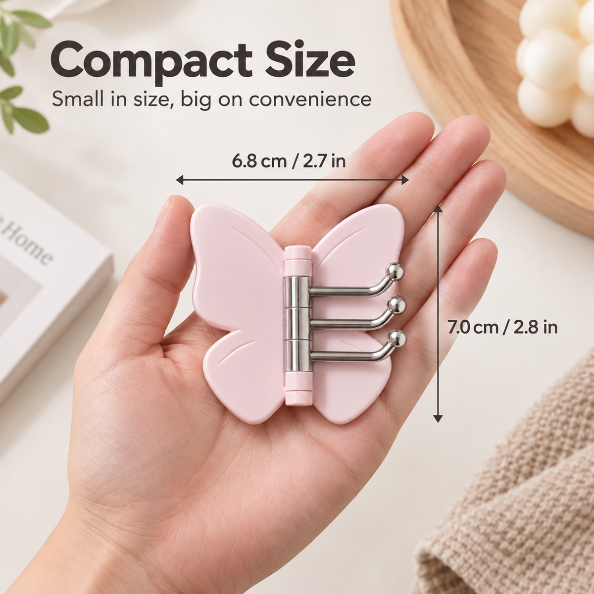 Butterfly 3-Hook Rotating Adhesive Wall Hanger