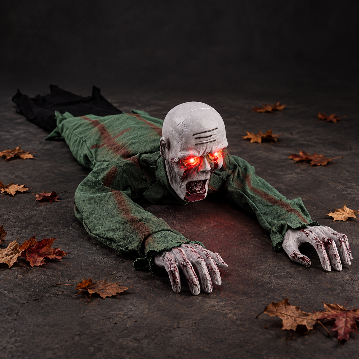 Motion-Activated Crawling Zombie Halloween Prop with LED Eyes & Sound