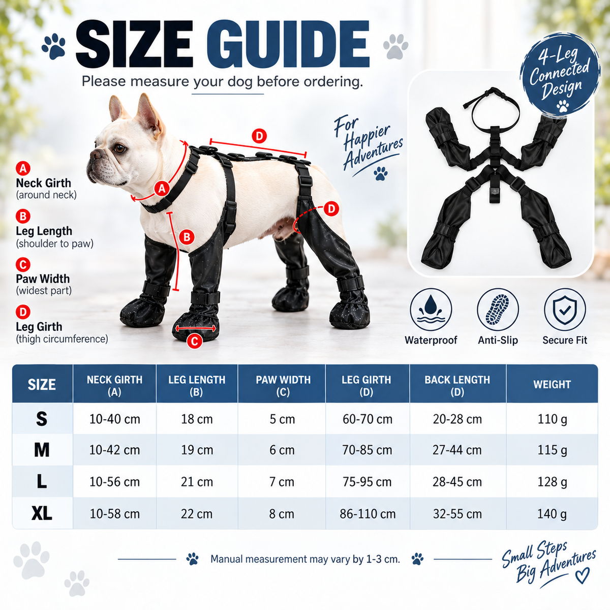 Waterproof 4-Leg Connected Dog Boots