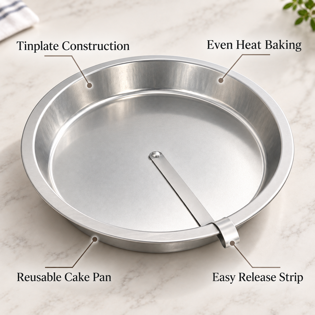 360° Easy-Release Round Cake Pan – Non-Stick Tinplate Baking Mold