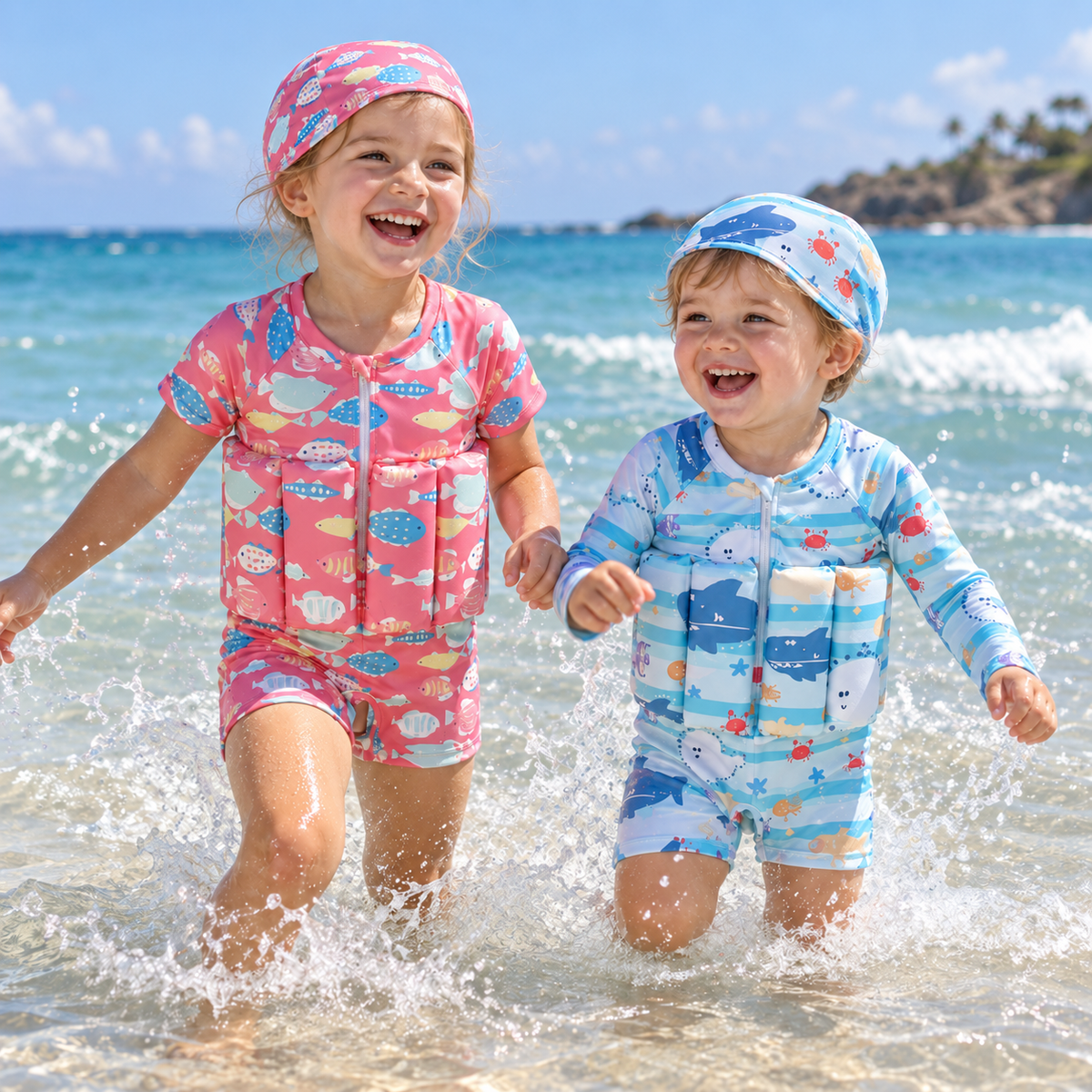Kids Buoyancy Swimsuit, One-Piece Cartoon Swimwear for Boys and Girls