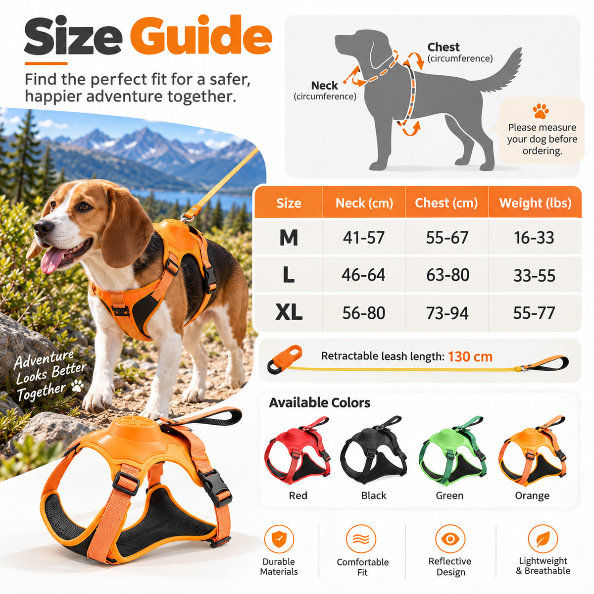 All-in-One Retractable Dog Leash Harness