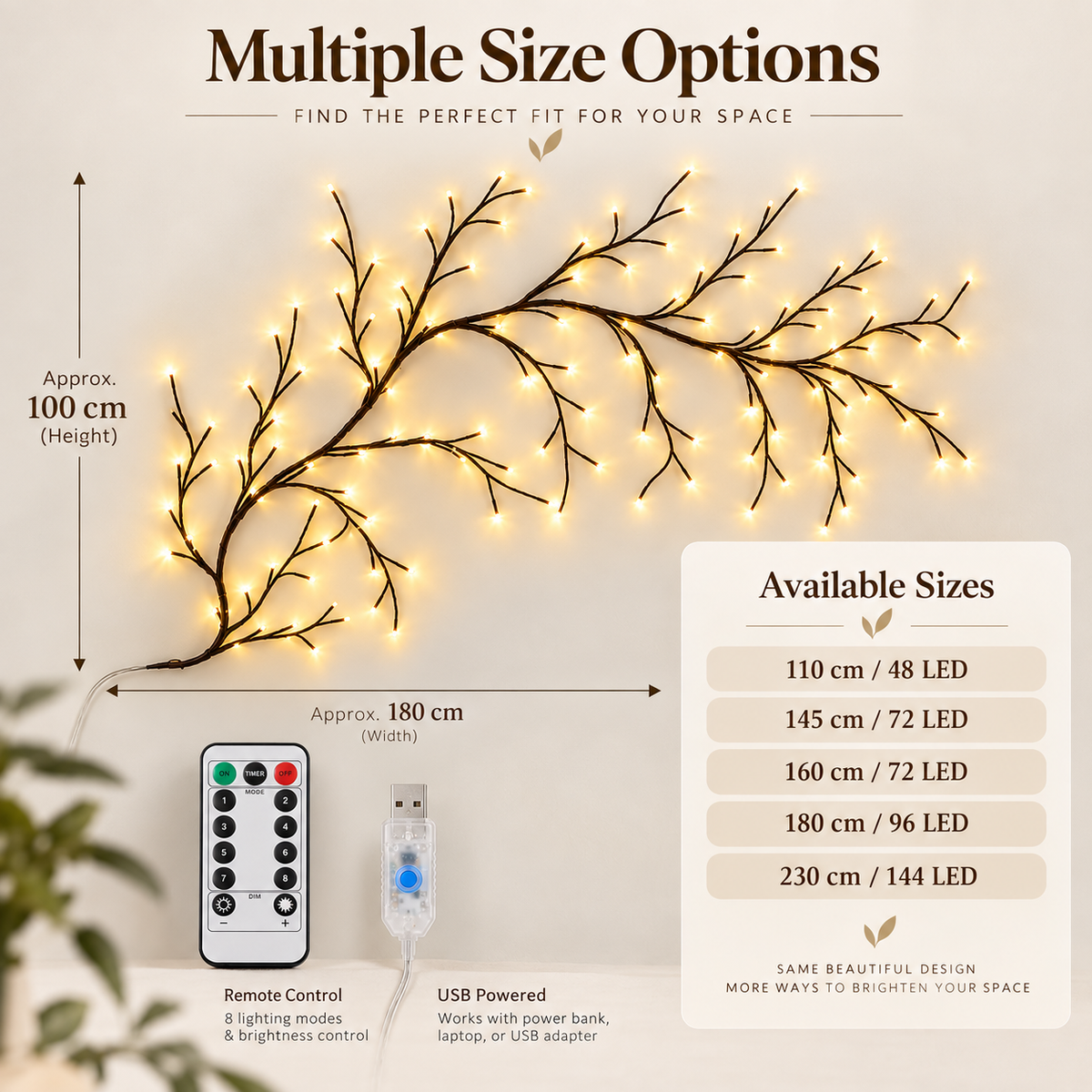 USB Vine String Light with Remote