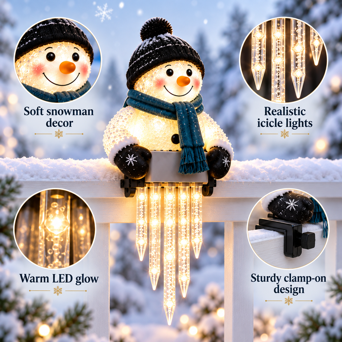 Winter Glow Solar Snowman Icicle Light