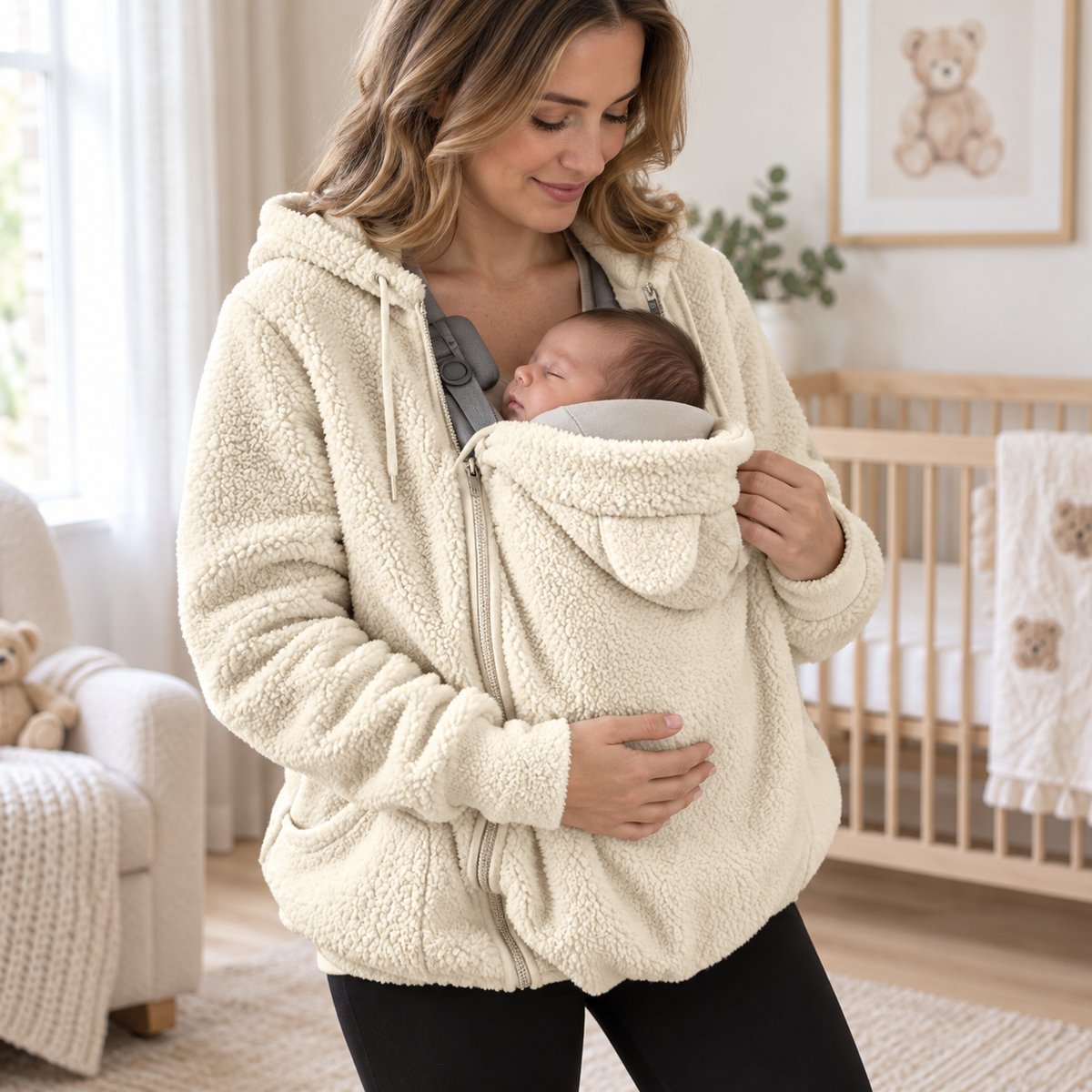 CozyNest 2-in-1 Sherpa Babywearing Hoodie