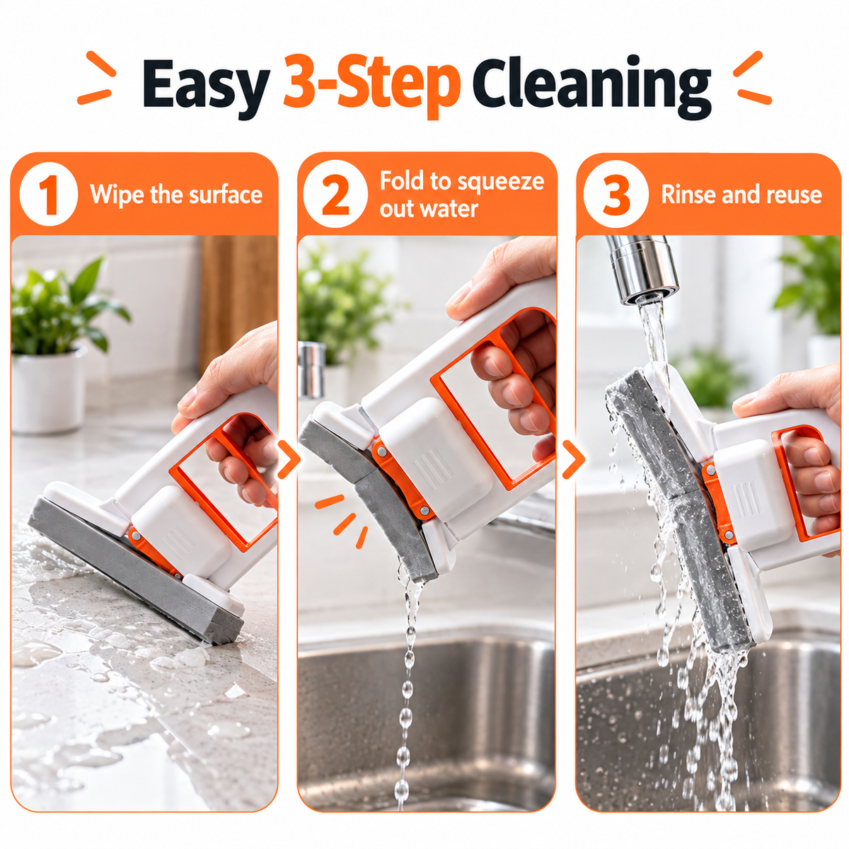 3-Piece Foldable Handheld Cleaning Set