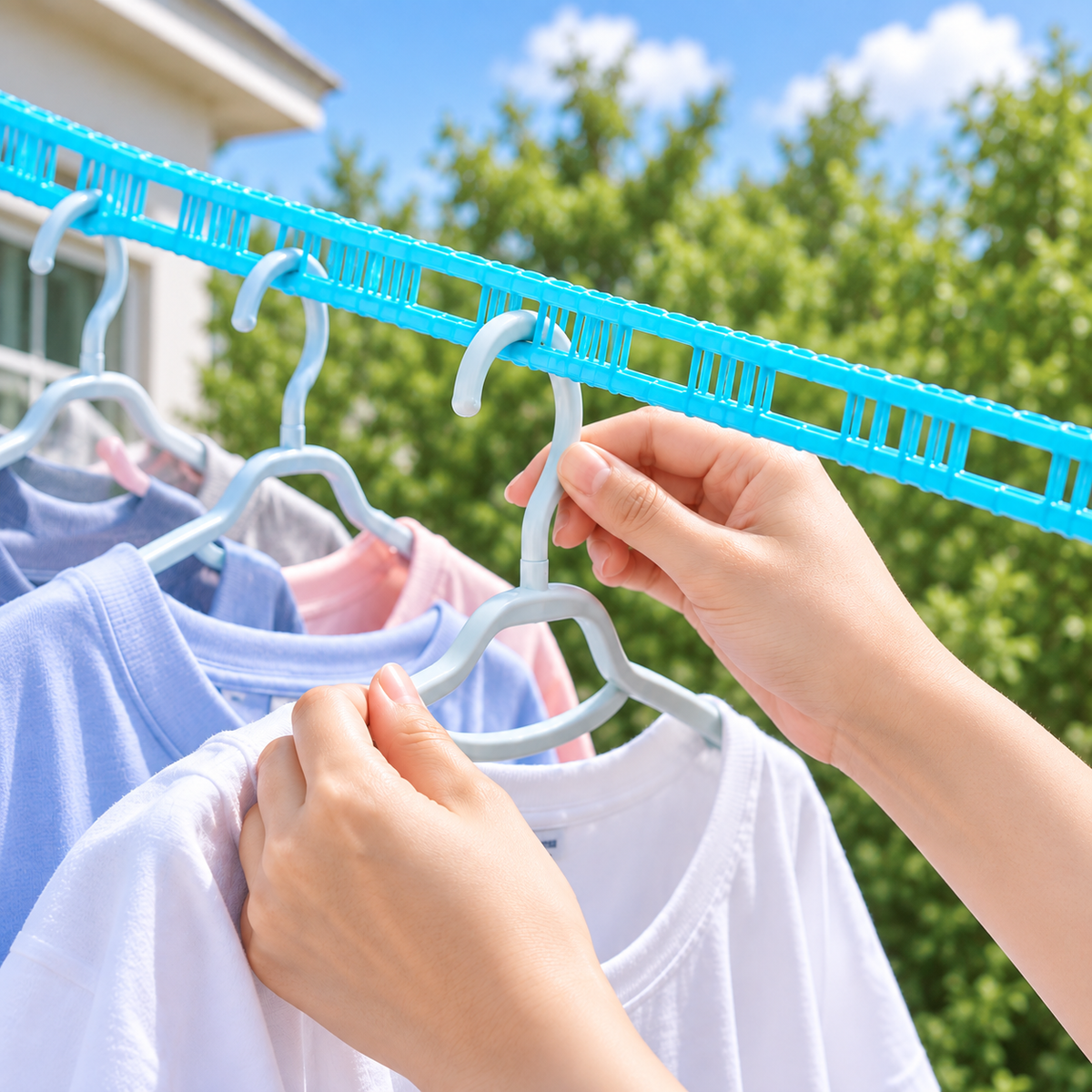 Windproof Fence-Style Clothesline, Portable Anti-Slip Drying Rope