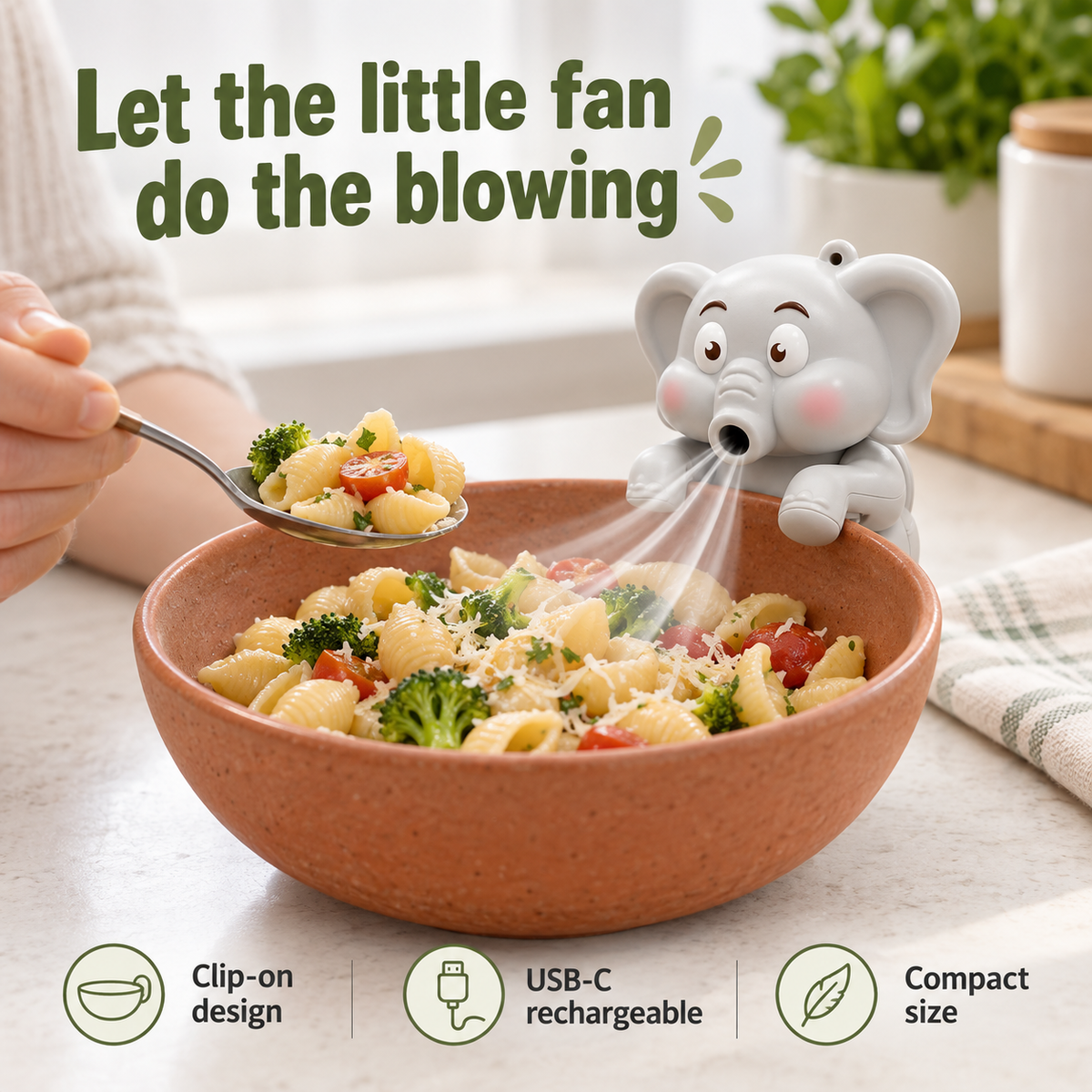Mini Elephant Food Cooling Clip Fan