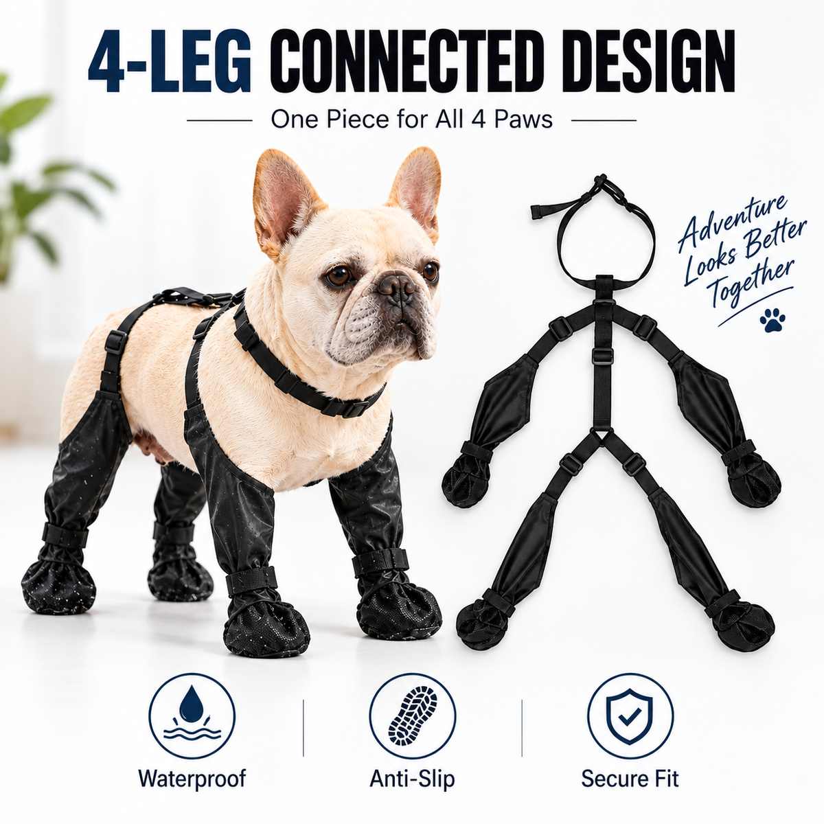 Waterproof 4-Leg Connected Dog Boots