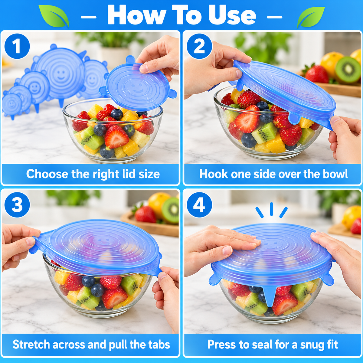 6-Piece Reusable Silicone Stretch Lids
