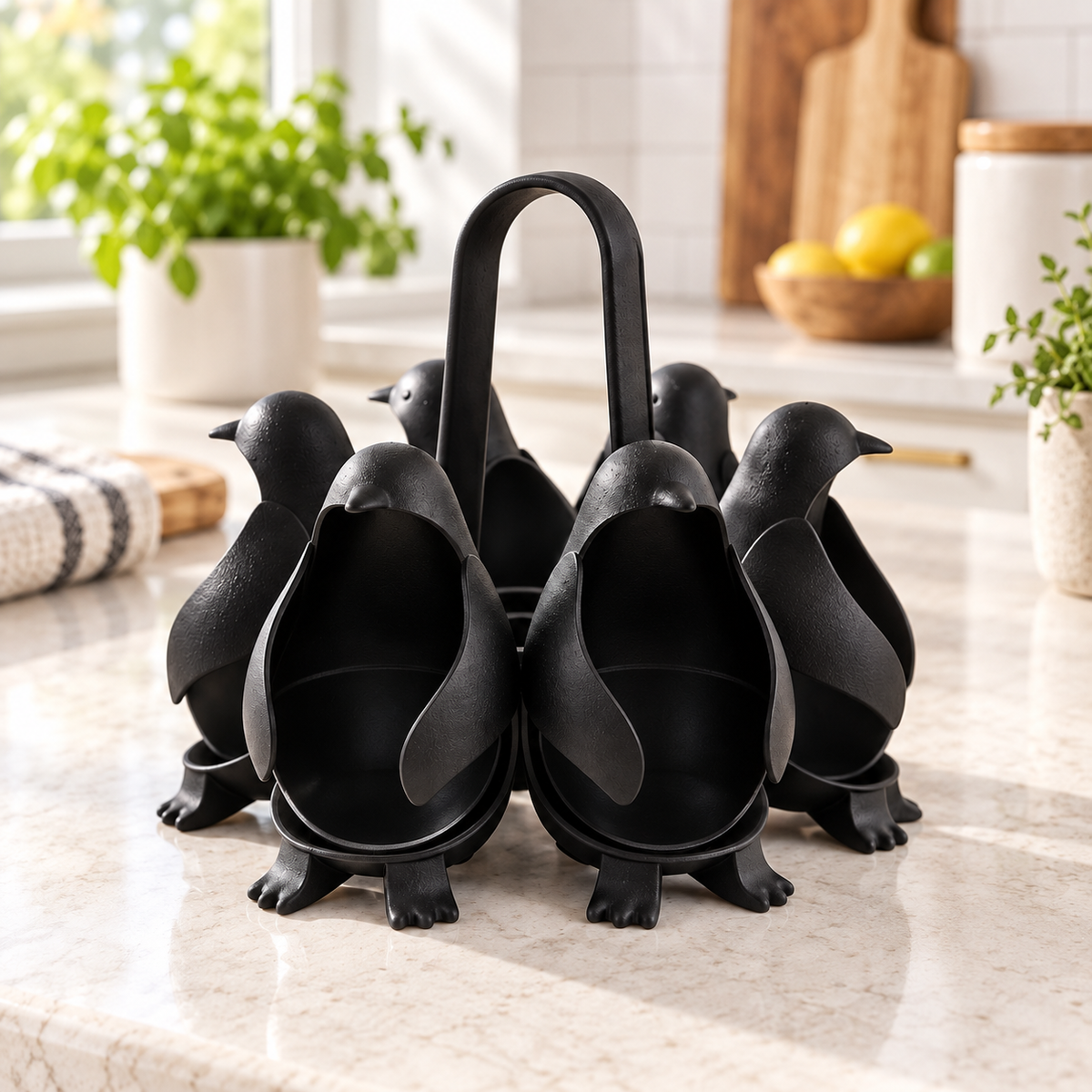 Penguin Egg Boiler Rack – 6-Egg Silicone Cooking & Steaming Holder