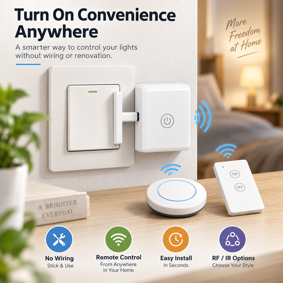 Wireless Light Switch Button Pusher – Rechargeable Remote Control Switch Robot