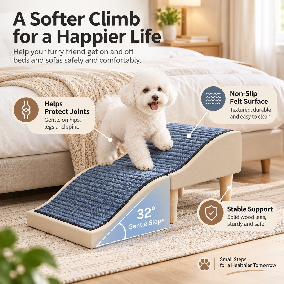 Foldable Wave Pet Ramp & Stool