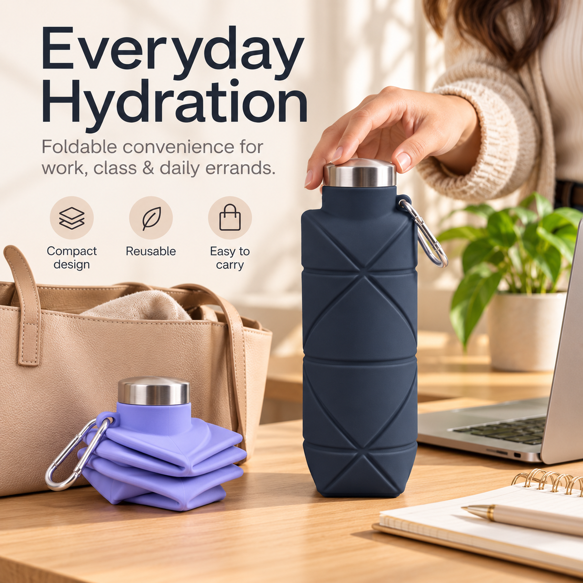 Foldable Silicone Sports Water Bottle