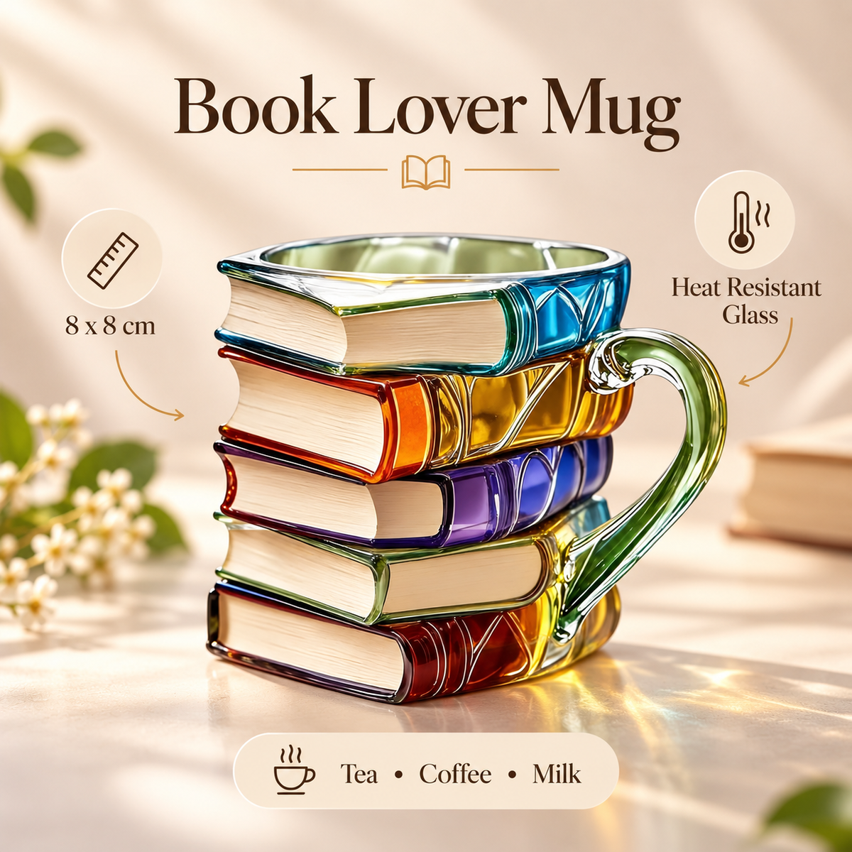 3D Painted Book Stack Coffee Mug