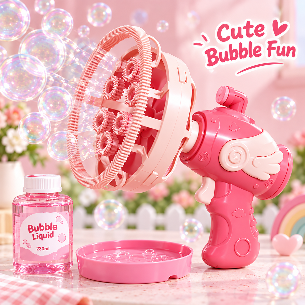 Angel Wing Automatic Bubble Blower – Double-Layer Electric Bubble Machine for Kids