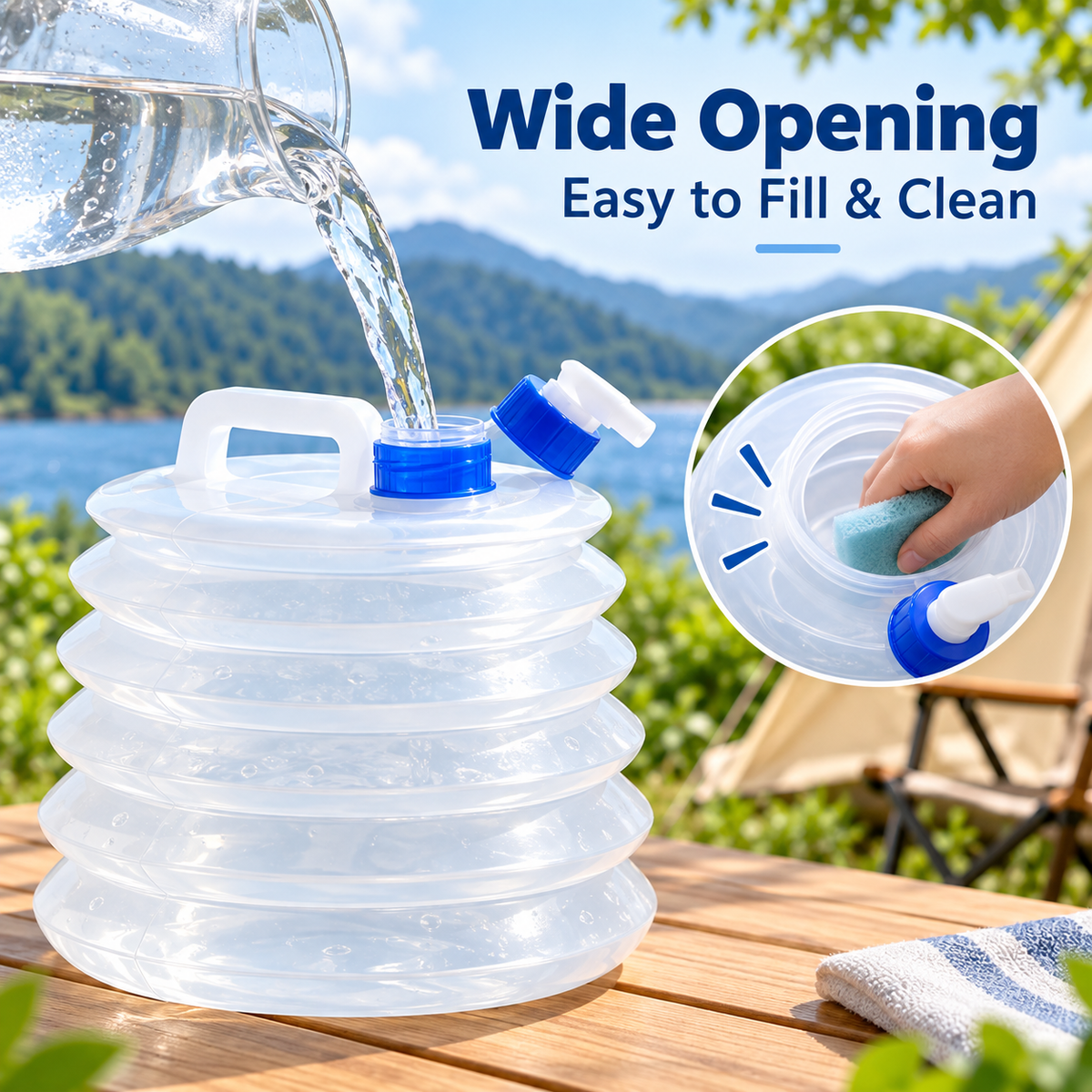 Collapsible Water Container with Spigot – Portable Foldable Water Storage Jug for Camping & Travel
