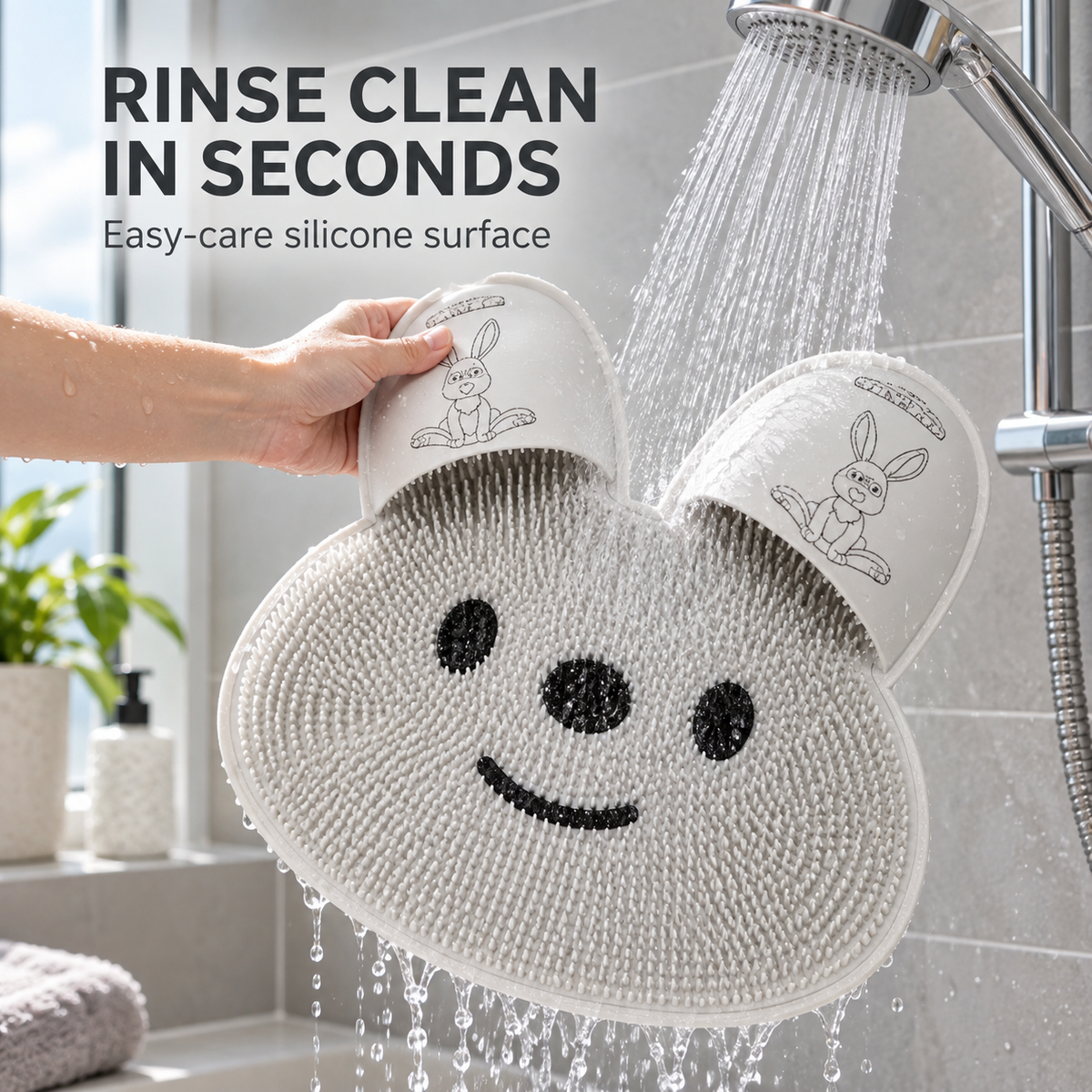 2-in-1 Anti-Slip Foot Scrubber & Massage Bath Mat – Exfoliating Shower Mat with Back Scrub Function