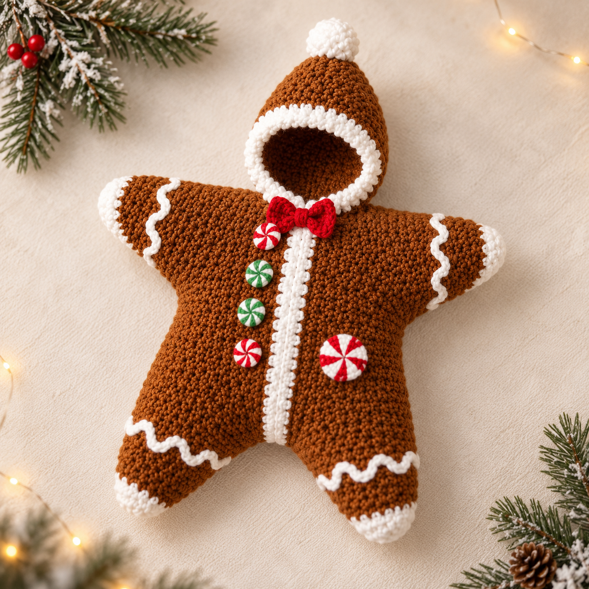 Christmas Star Baby Knitted Romper – Cozy Hooded Holiday Wrap
