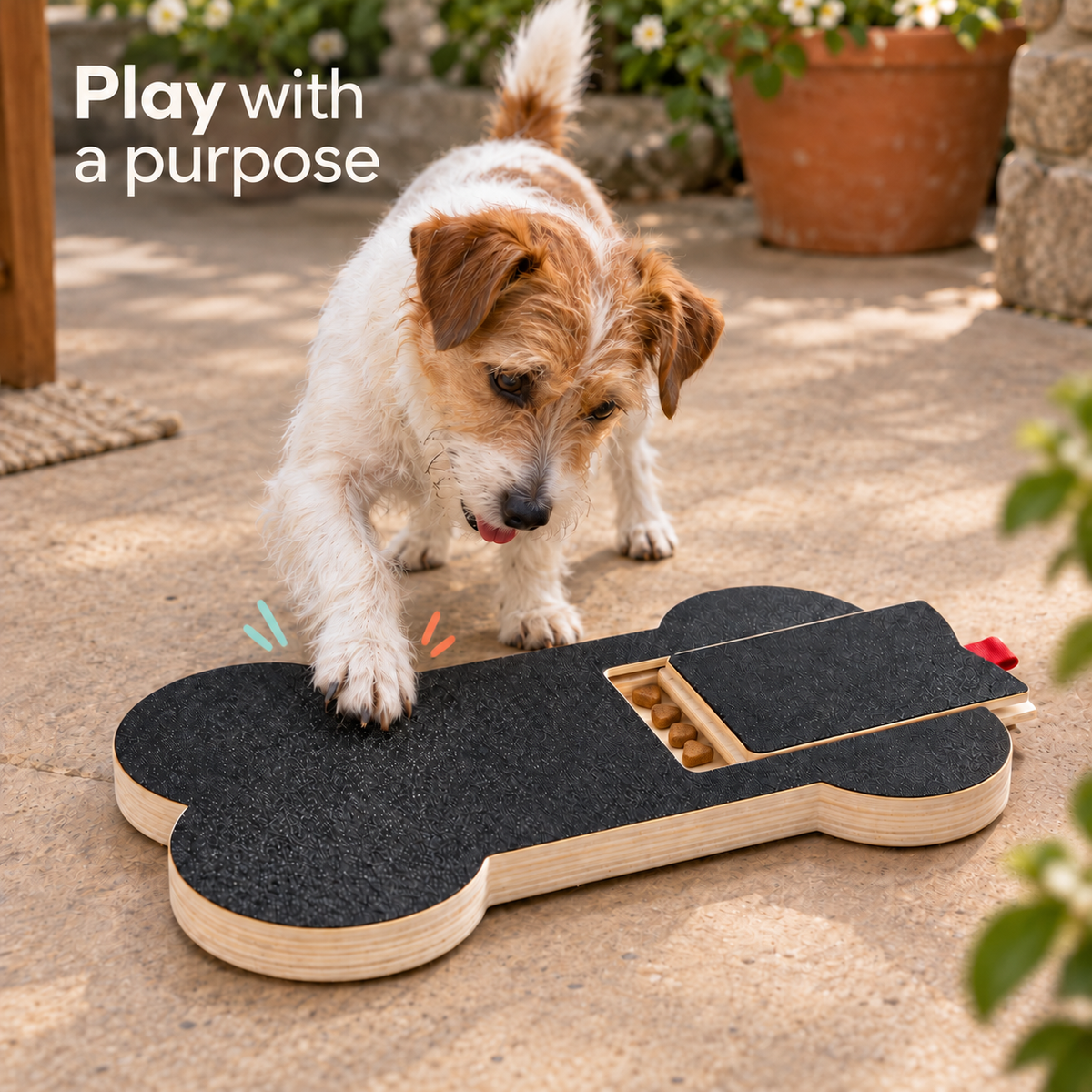 Bone-Shaped Dog Nail Scratch Board with Hidden Treat Compartment