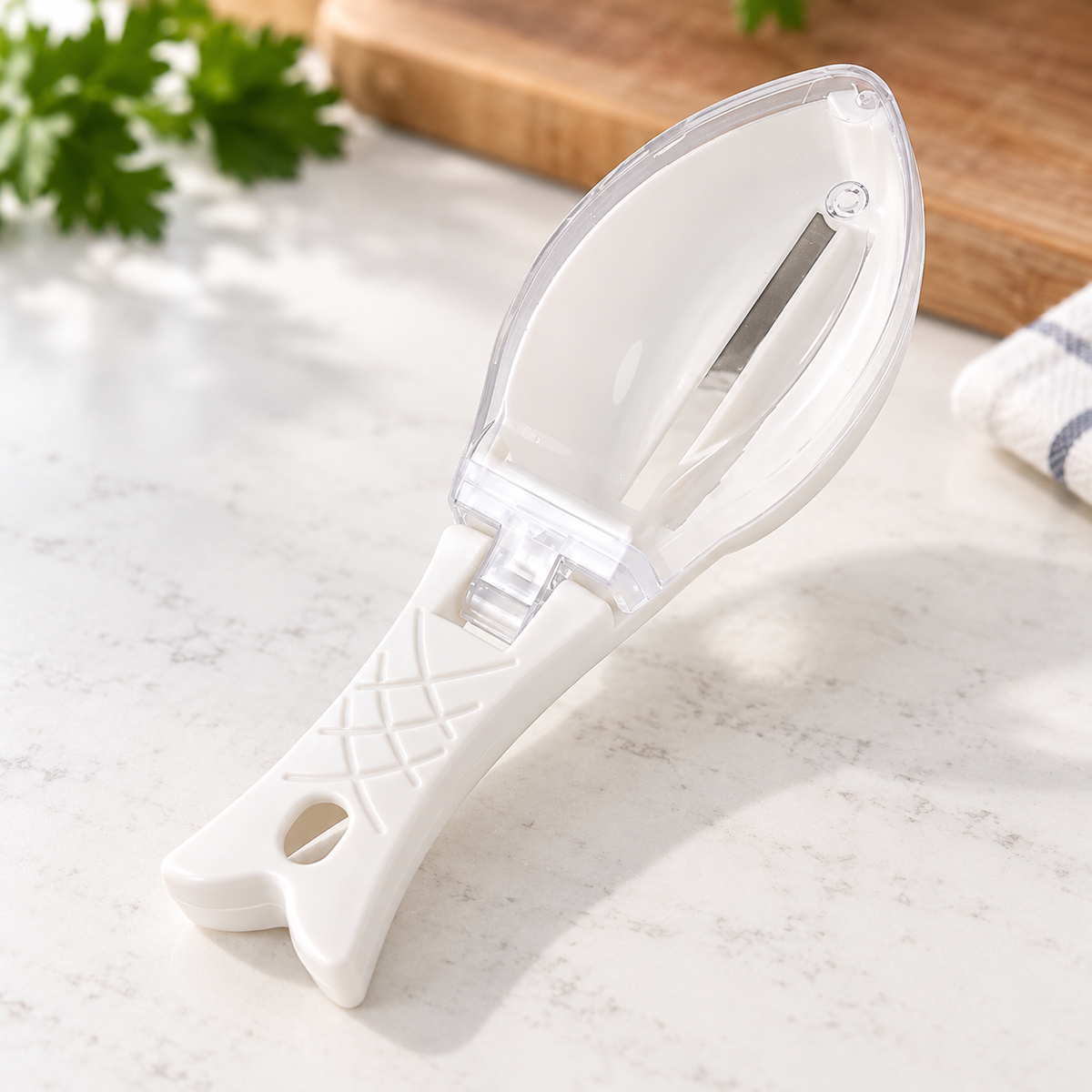 Fish Scale Remover Scraper with Cover Manual Fish Cleaning Tool for Kitchen and Fishing