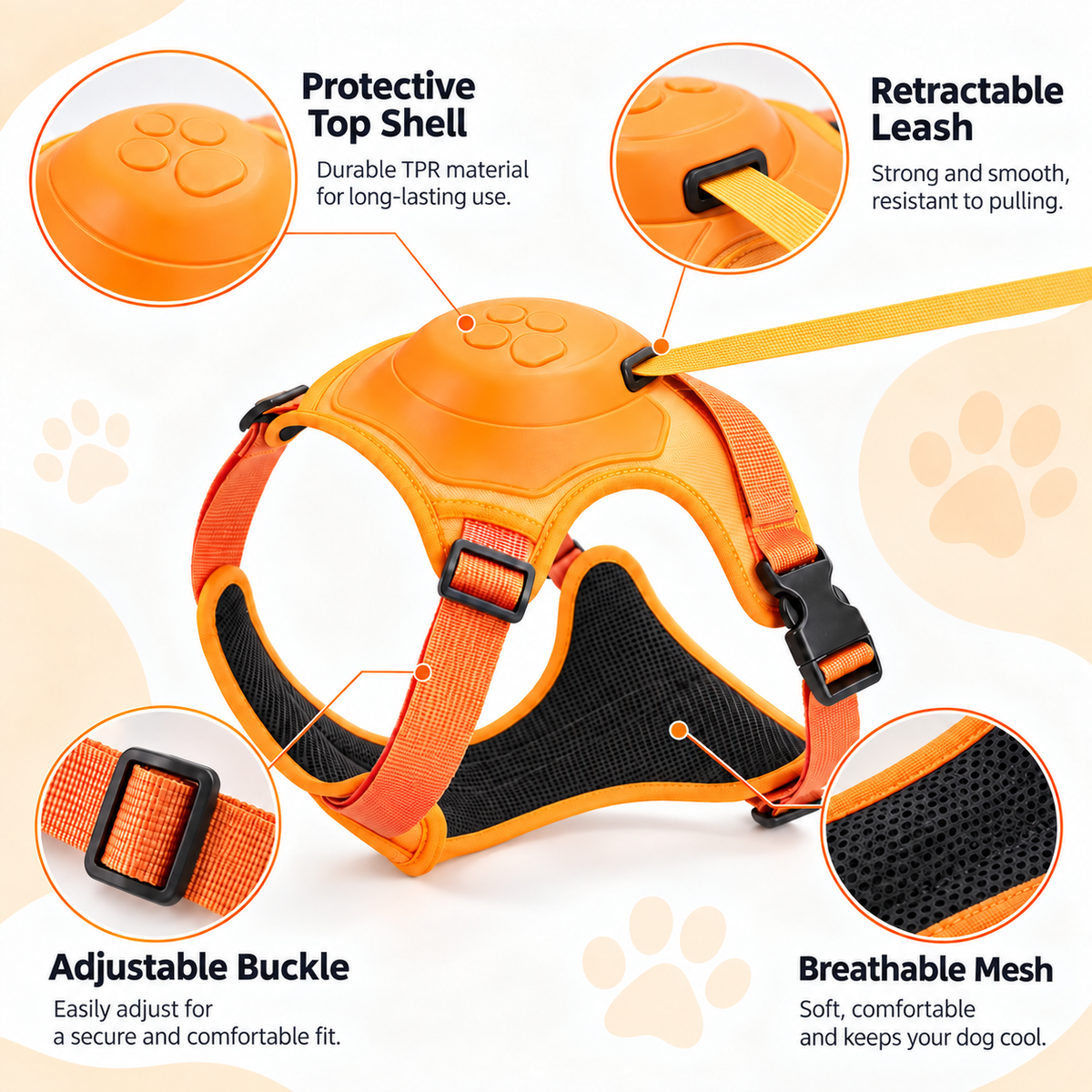 All-in-One Retractable Dog Leash Harness
