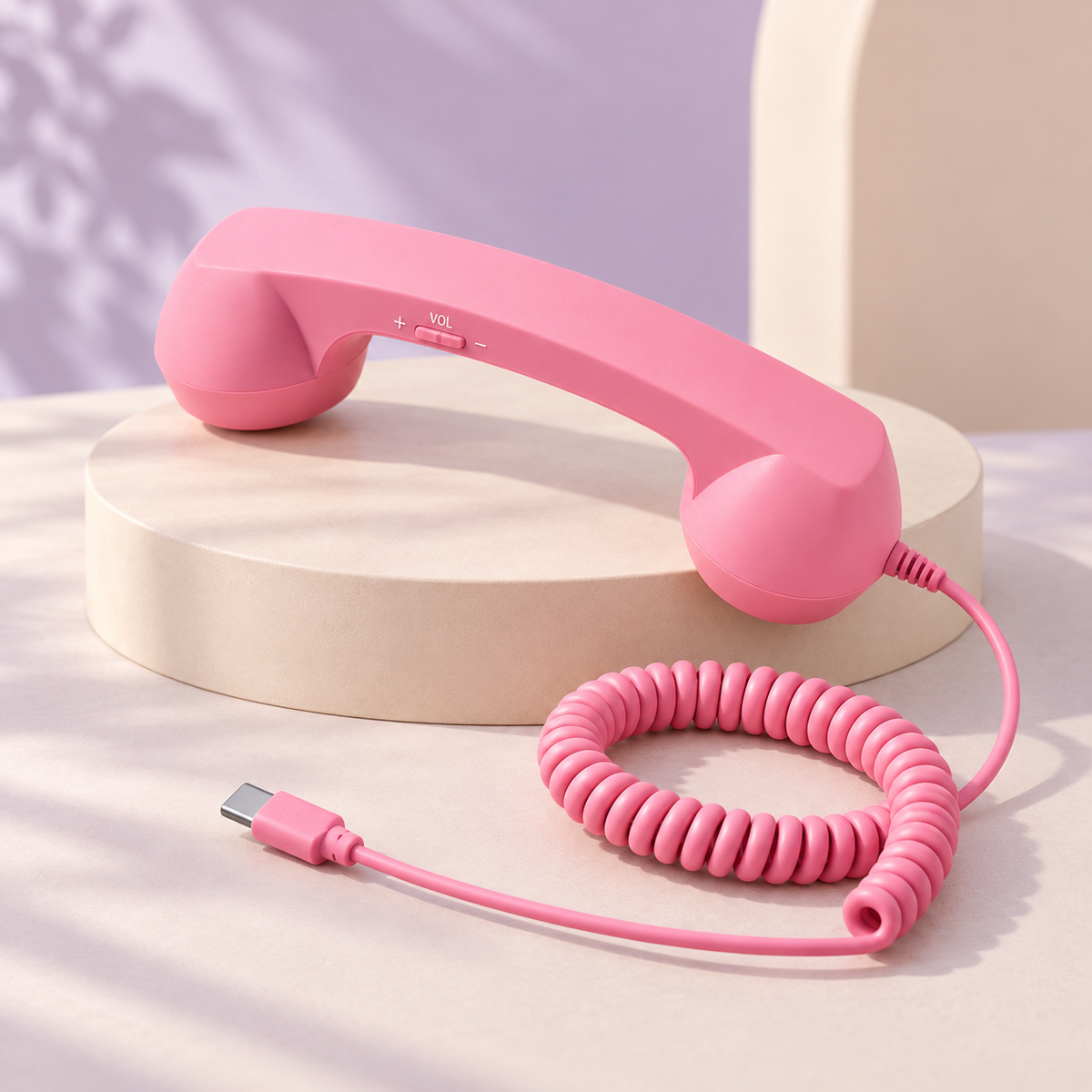 RetroCall Wired Telephone Handset – USB-C/3.5mm Plug-In Phone Receiver with Volume Control