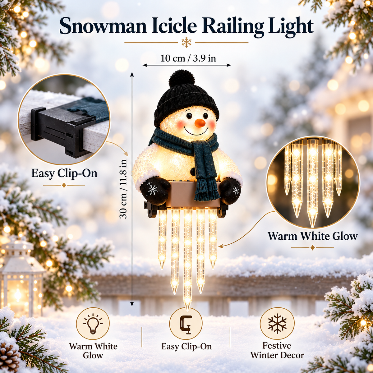 Winter Glow Solar Snowman Icicle Light