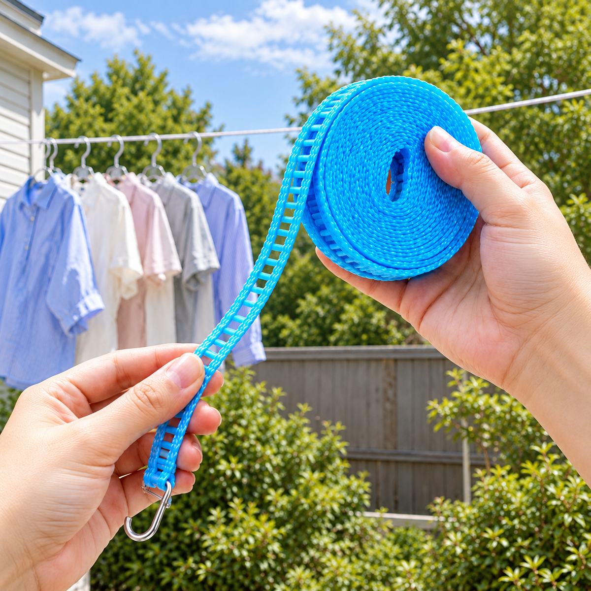 Windproof Fence-Style Clothesline, Portable Anti-Slip Drying Rope