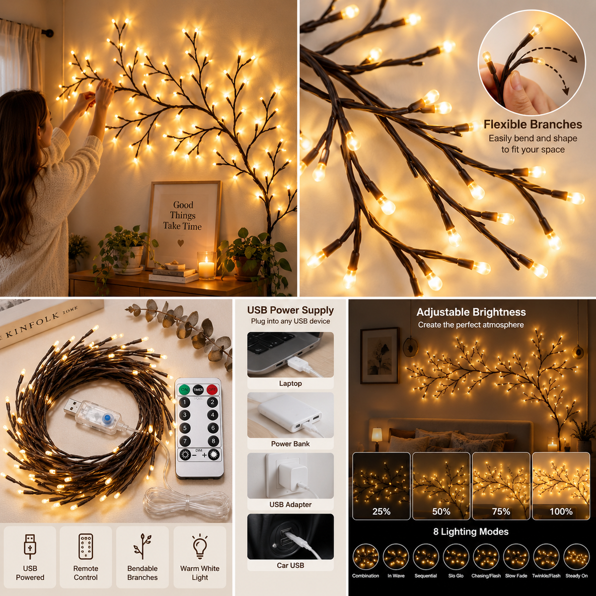 USB Vine String Light with Remote