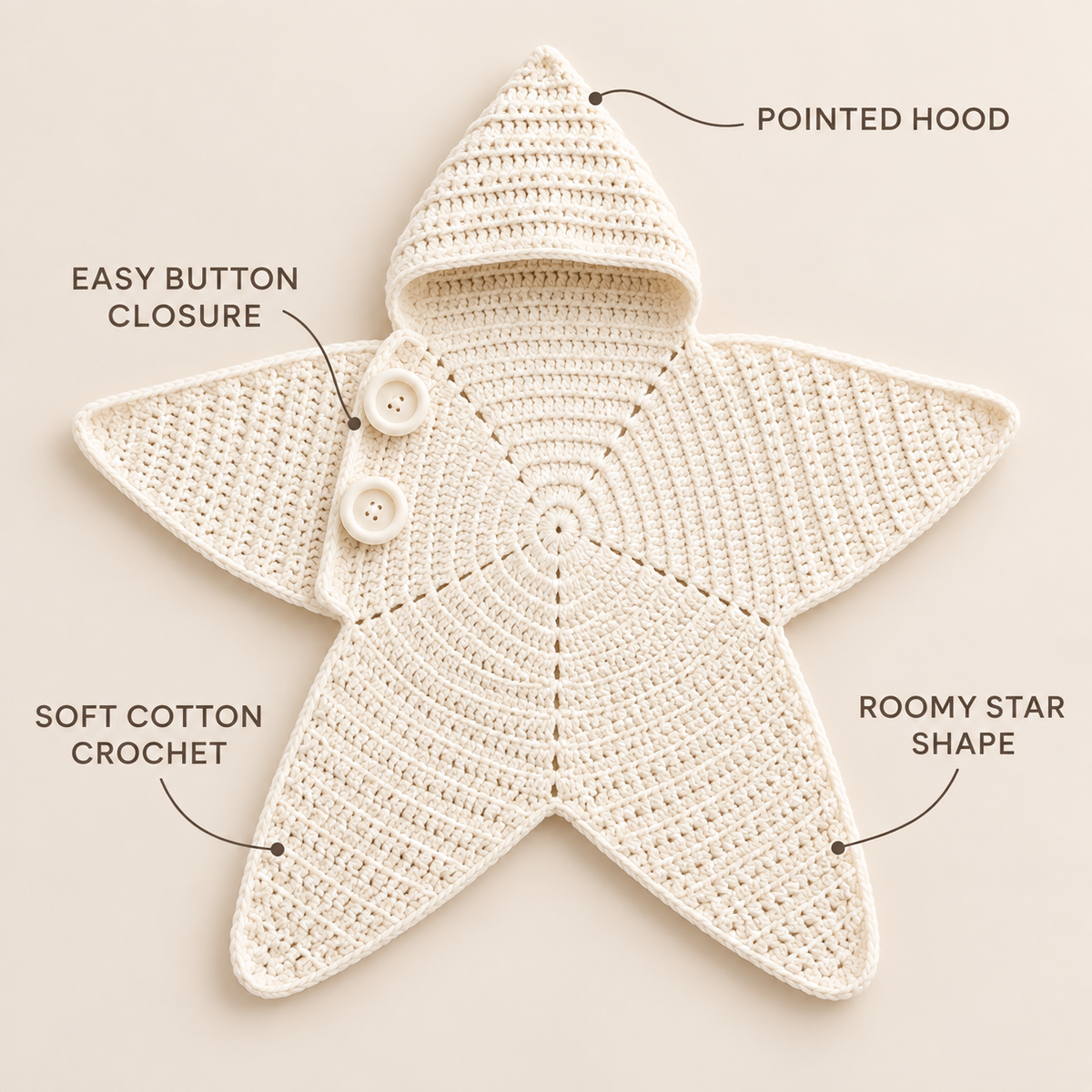 Cozy Star Hooded Crochet Baby Wrap Blanket