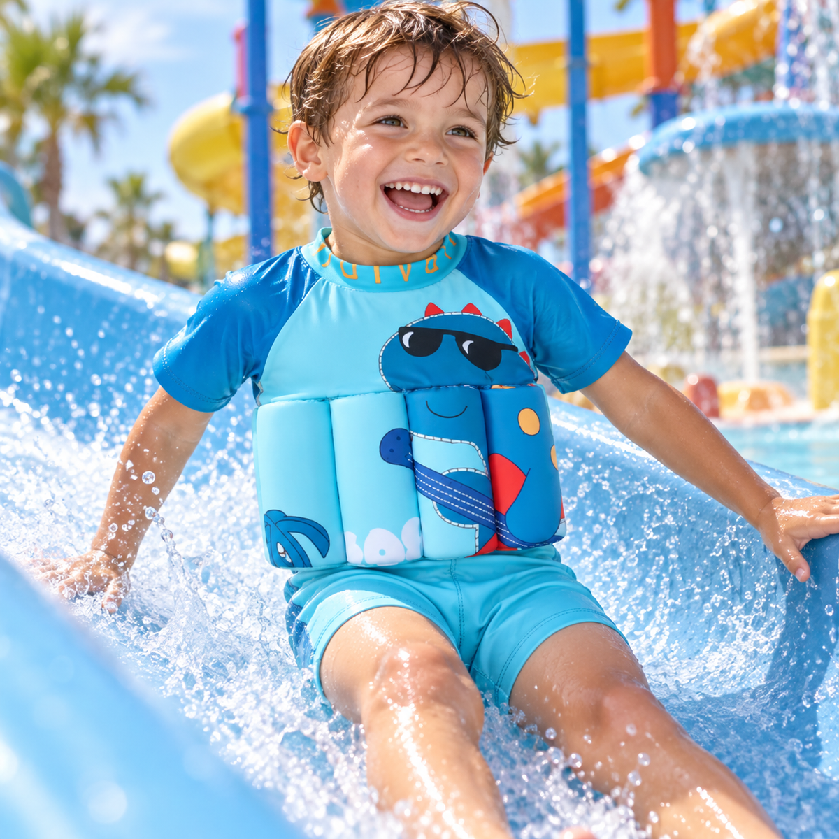 Kids Buoyancy Swimsuit, One-Piece Cartoon Swimwear for Boys and Girls