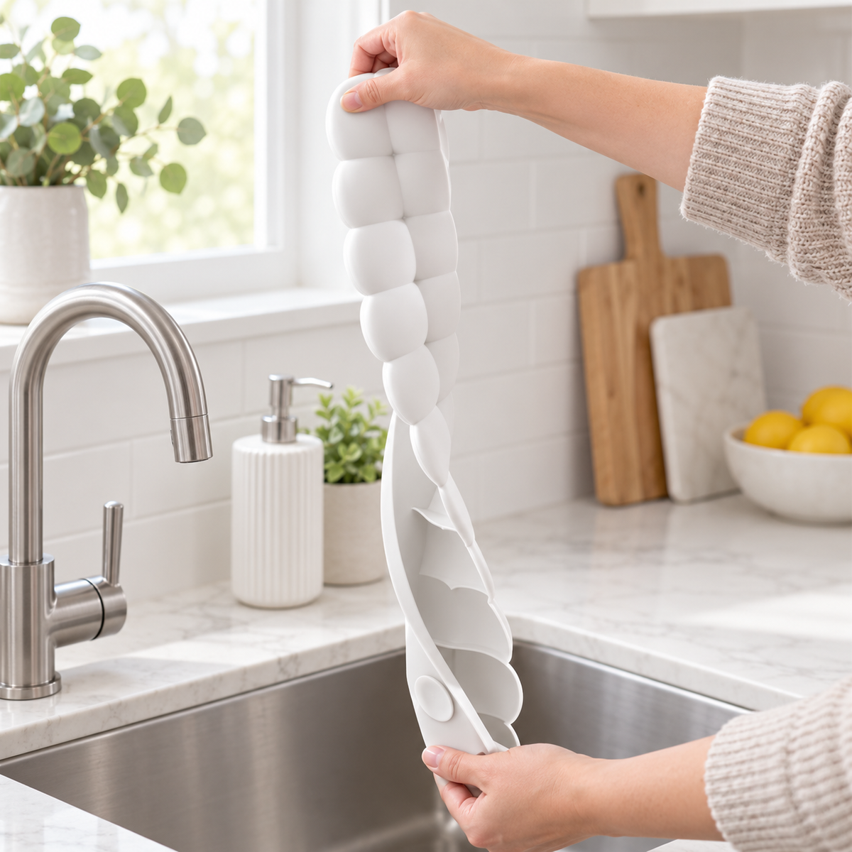 Silicone Sink Splash Guard with Suction Cups, Kitchen Water Blocking Barrier