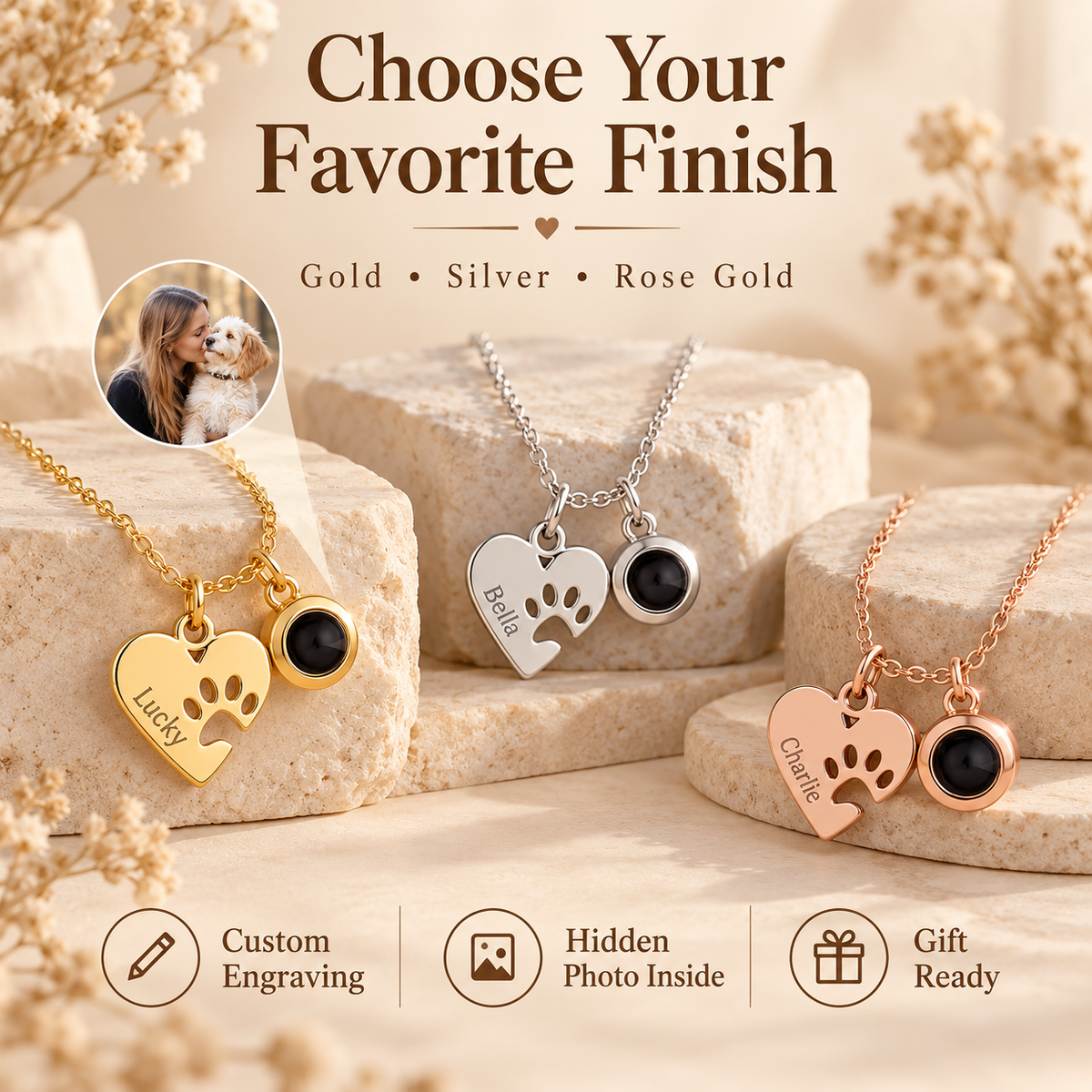 Personalized Pet Photo Projection Necklace