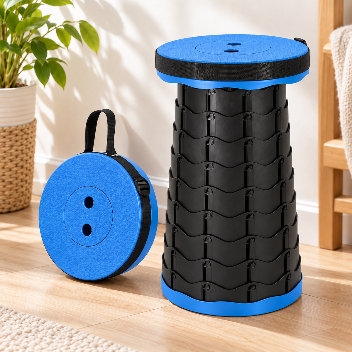 Portable Telescopic Folding Stool – Adjustable Compact Seat for Camping, Hiking, Fishing & Travel